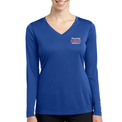 Sport Tek Women's Long Sleeve PosiCharge Competitor V Neck Tee Thumbnail